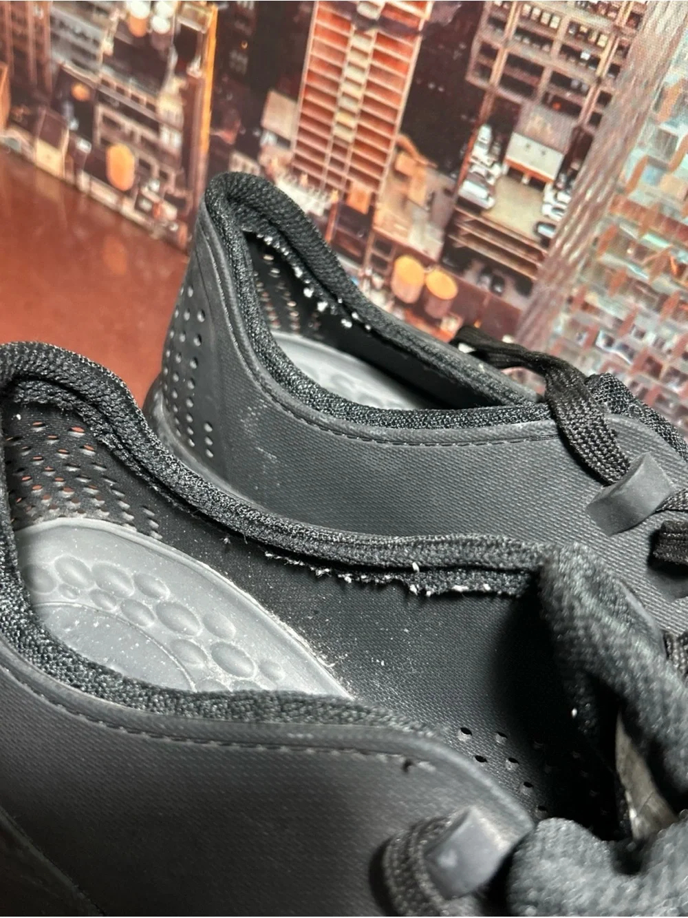 CROCS Men’s Black Perforated Lace-Up Sneakers